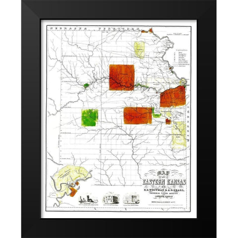 Kansas Eastern - Jewett 1856 Black Modern Wood Framed Art Print by Jewett