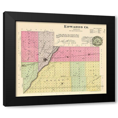 Edwards Kansas - Everts 1887 Black Modern Wood Framed Art Print by Everts