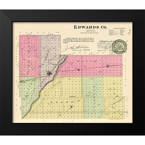 Edwards Kansas - Everts 1887 Black Modern Wood Framed Art Print by Everts