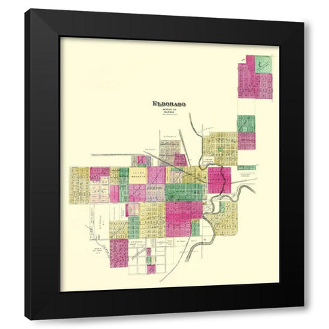 Eldorado Kansas Landowner - Everts 1887 Black Modern Wood Framed Art Print with Double Matting by Everts