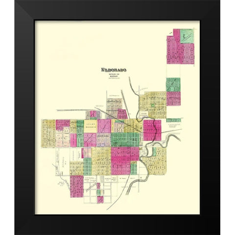 Eldorado Kansas Landowner - Everts 1887 Black Modern Wood Framed Art Print by Everts