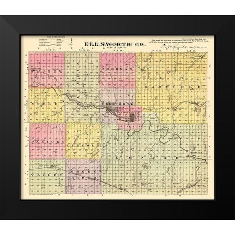 Ellsworth Kansas - Everts 1887 Black Modern Wood Framed Art Print by Everts