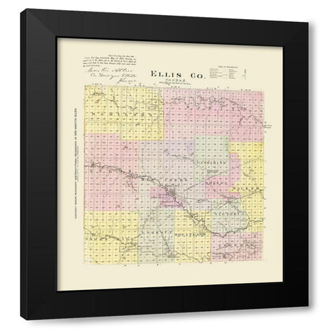 Ellis Kansas - Everts 1887 Black Modern Wood Framed Art Print with Double Matting by Everts