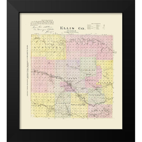 Ellis Kansas - Everts 1887 Black Modern Wood Framed Art Print by Everts