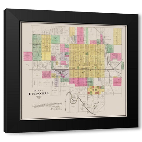 Emporia Kansas Landowner - Everts 1886 Black Modern Wood Framed Art Print by Everts