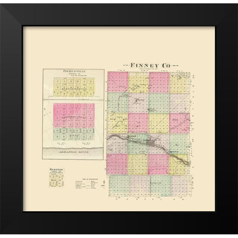 Finney Kansas - Everts 1887 Black Modern Wood Framed Art Print by Everts