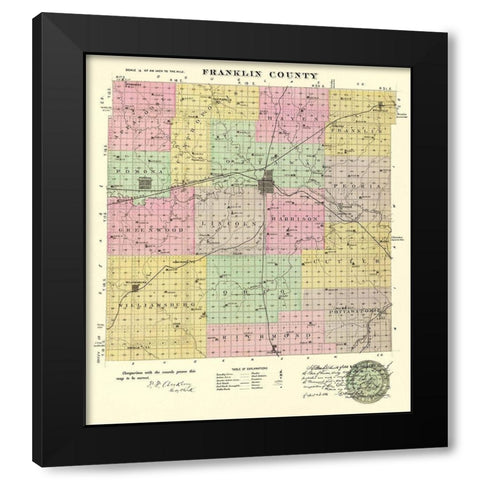 Franklin Kansas - Everts 1887 Black Modern Wood Framed Art Print with Double Matting by Everts