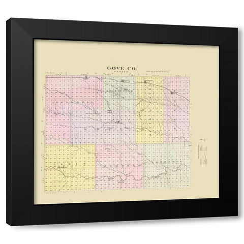 Gove Kansas - Everts 1887 Black Modern Wood Framed Art Print by Everts