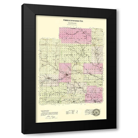 Greenwood Kansas - Everts 1887 Black Modern Wood Framed Art Print with Double Matting by Everts