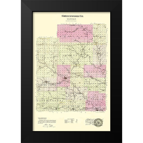 Greenwood Kansas - Everts 1887 Black Modern Wood Framed Art Print by Everts