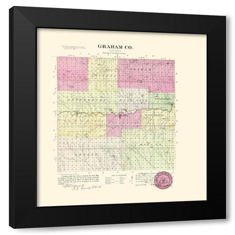 Graham Kansas - Everts 1887 Black Modern Wood Framed Art Print with Double Matting by Everts