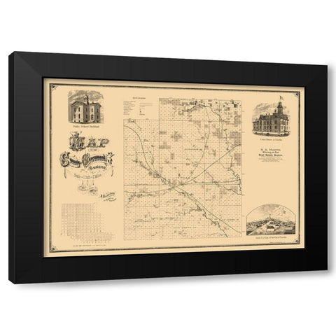 Greenwood County Kansas - Hoenscheidt 1877  Black Modern Wood Framed Art Print with Double Matting by Hoenscheidt