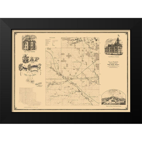 Greenwood County Kansas - Hoenscheidt 1877  Black Modern Wood Framed Art Print by Hoenscheidt