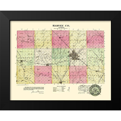 Harvey Kansas - Everts 1887 Black Modern Wood Framed Art Print by Everts