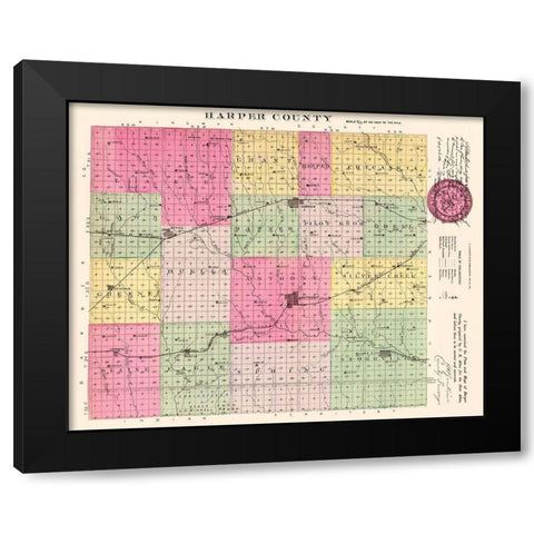 Harper Kansas - Everts 1887 Black Modern Wood Framed Art Print by Everts