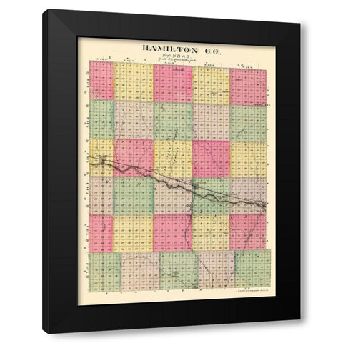 Hamilton Kansas - Everts 1887 Black Modern Wood Framed Art Print by Everts