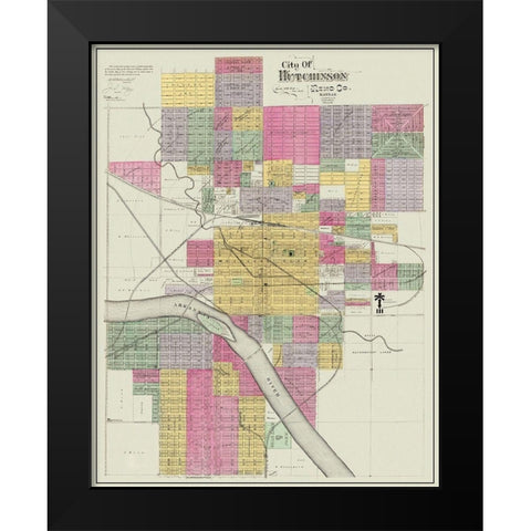 Hutchinson Kansas Landowner - Everts 1887 Black Modern Wood Framed Art Print by Everts