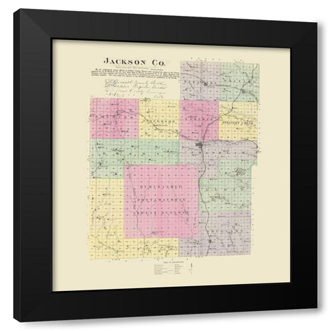 Jackson Kansas - Everts 1887 Black Modern Wood Framed Art Print with Double Matting by Everts