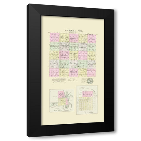 Jewell Kansas - Everts 1887 Black Modern Wood Framed Art Print with Double Matting by Everts