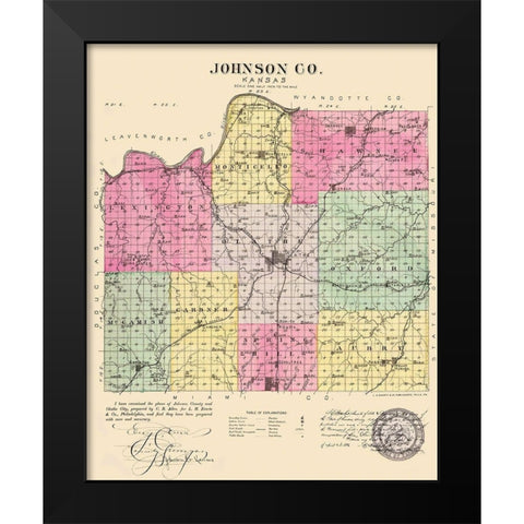 Johnson Kansas - Everts 1887 Black Modern Wood Framed Art Print by Everts