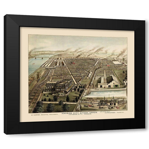 Kansas City Stockyards Kansas - Child 1870 Black Modern Wood Framed Art Print by Child