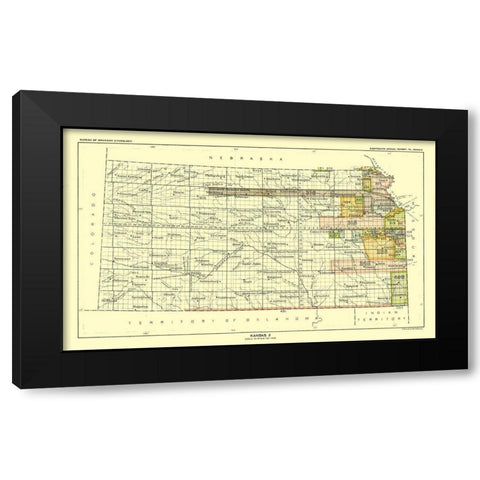 Kansas - Hoen 1896 Black Modern Wood Framed Art Print by Hoen