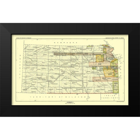 Kansas - Hoen 1896 Black Modern Wood Framed Art Print by Hoen