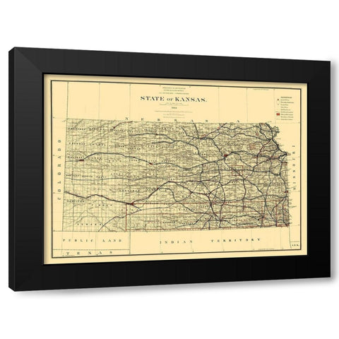 Kansas - Strum 1884  Black Modern Wood Framed Art Print with Double Matting by Strum