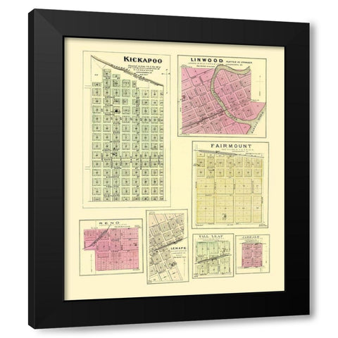 Kickapoo, Linwood, Fairmount Kansas - Everts 1887 Black Modern Wood Framed Art Print by Everts