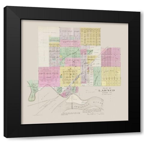 Larned Kansas - Everts 1887 Black Modern Wood Framed Art Print by Everts