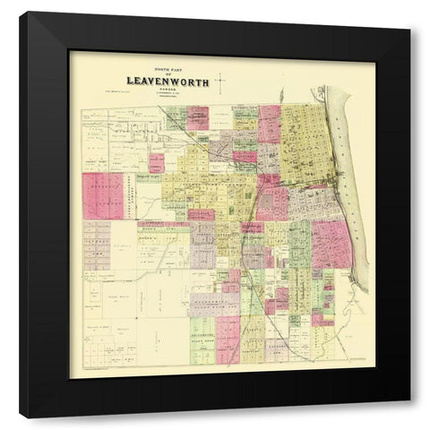 Leavenworth, North, 1 Of 3 Kansas Landowner Black Modern Wood Framed Art Print with Double Matting by Everts