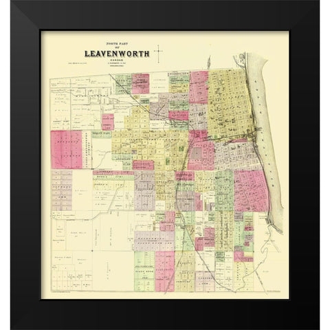 Leavenworth, North, 1 Of 3 Kansas Landowner Black Modern Wood Framed Art Print by Everts