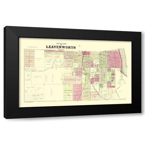 Leavenworth, South, 2 Of 3 Kansas Landowner Black Modern Wood Framed Art Print by Everts