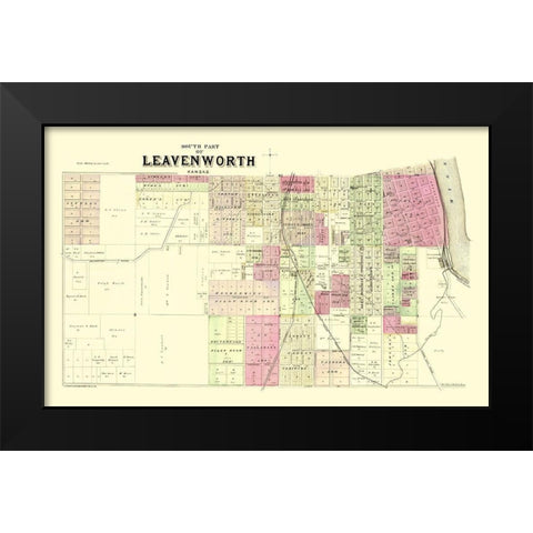 Leavenworth, South, 2 Of 3 Kansas Landowner Black Modern Wood Framed Art Print by Everts