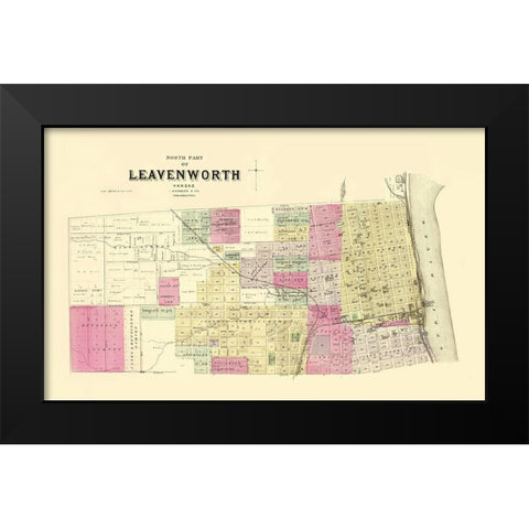 Leavenworth, North, 3 Of 3 Kansas Landowner Black Modern Wood Framed Art Print by Everts