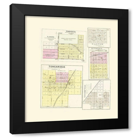 Lecompton, Lansing, Progress, Easton, Tonganoxie Black Modern Wood Framed Art Print with Double Matting by Everts