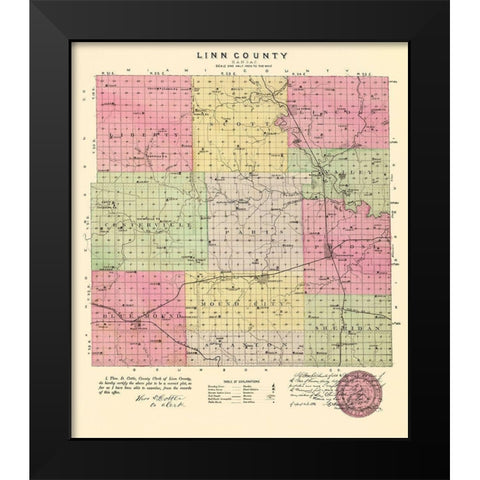 Linn Kansas - Everts 1887 Black Modern Wood Framed Art Print by Everts
