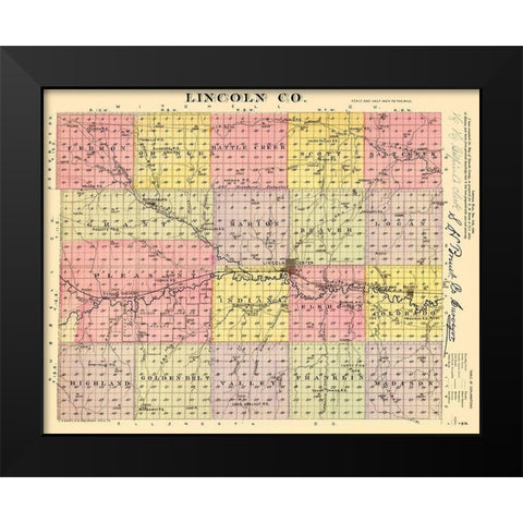 Lincoln Kansas - Everts 1887 Black Modern Wood Framed Art Print by Everts