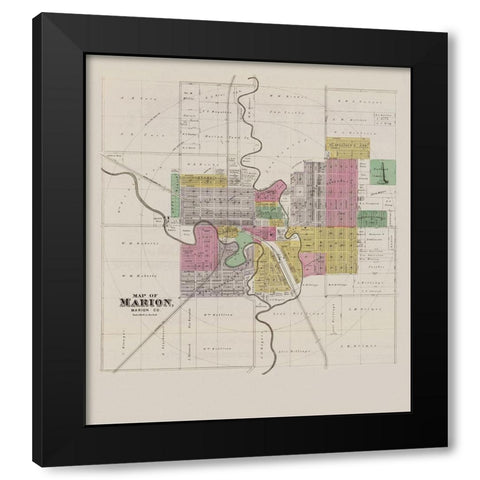 Marion Kansas -Everts 1887 Black Modern Wood Framed Art Print by Everts
