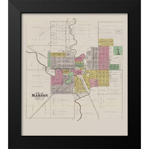 Marion Kansas -Everts 1887 Black Modern Wood Framed Art Print by Everts