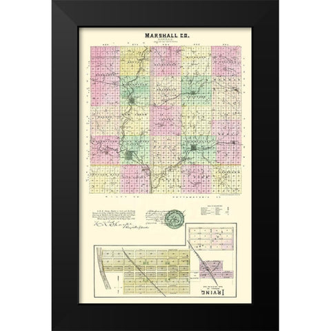 Marshall Kansas - Everts 1887 Black Modern Wood Framed Art Print by Everts