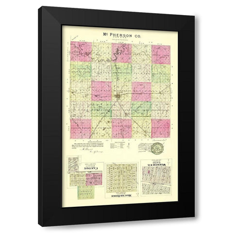Mcpherson Kansas - Everts 1887 Black Modern Wood Framed Art Print by Everts