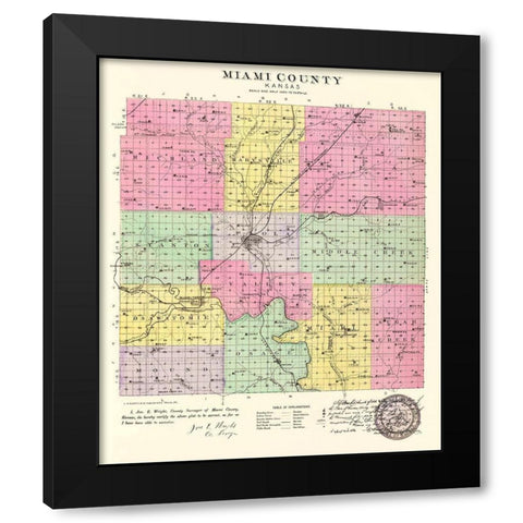 Miami Kansas - Everts 1887 Black Modern Wood Framed Art Print by Everts