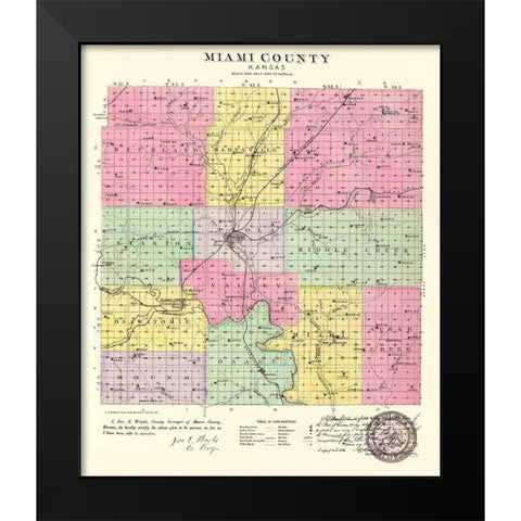 Miami Kansas - Everts 1887 Black Modern Wood Framed Art Print by Everts