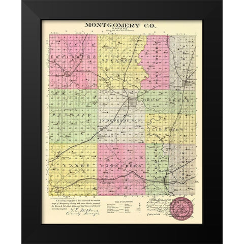 Montgomery Kansas - Everts 1887 Black Modern Wood Framed Art Print by Everts