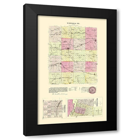 Nemeha Kansas - Everts 1887 Black Modern Wood Framed Art Print with Double Matting by Everts