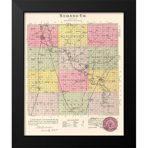 Neosho Kansas - Everts 1887 Black Modern Wood Framed Art Print by Everts