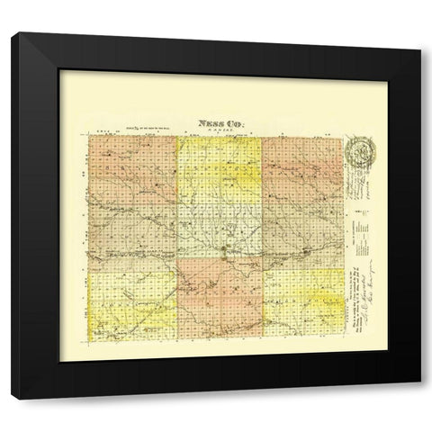 Ness Kansas - Everts 1887 Black Modern Wood Framed Art Print by Everts