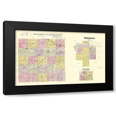 Osborne Kansas - Everts 1887 Black Modern Wood Framed Art Print by Everts