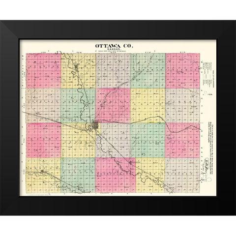 Ottawa Kansas - Everts 1887 Black Modern Wood Framed Art Print by Everts